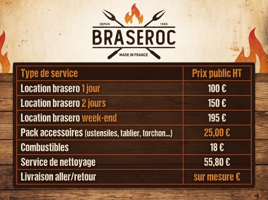 Tarif de location de brasero France