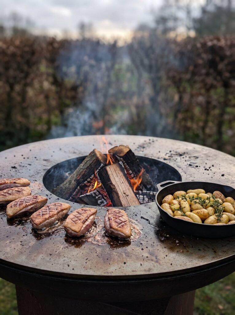 Magrets de canard et pommes grenaille au brasero, traiteur brasero à Valence