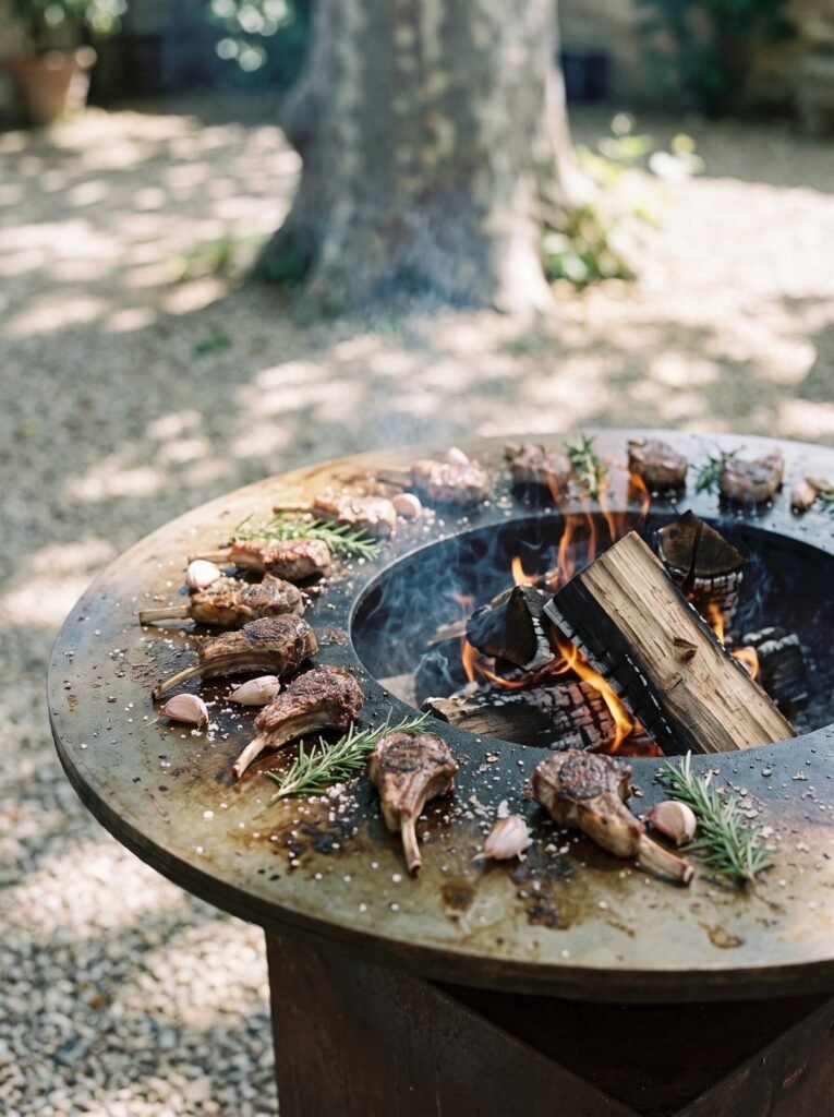 Côtelettes d'agneau au romarin sur brasero, traiteur brasero à Avignon